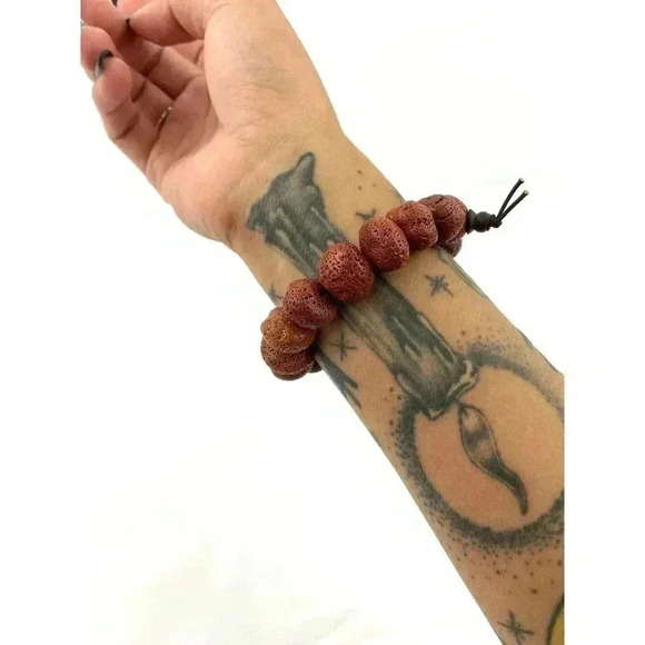 Lava Rock Stretch Bead Bracelet Wrap Lightweight - Picture 2 of 7